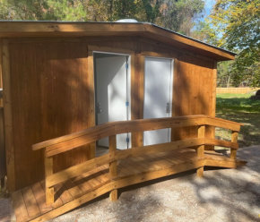 glamping tent restroom