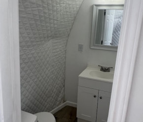 glamping tent restroom interior